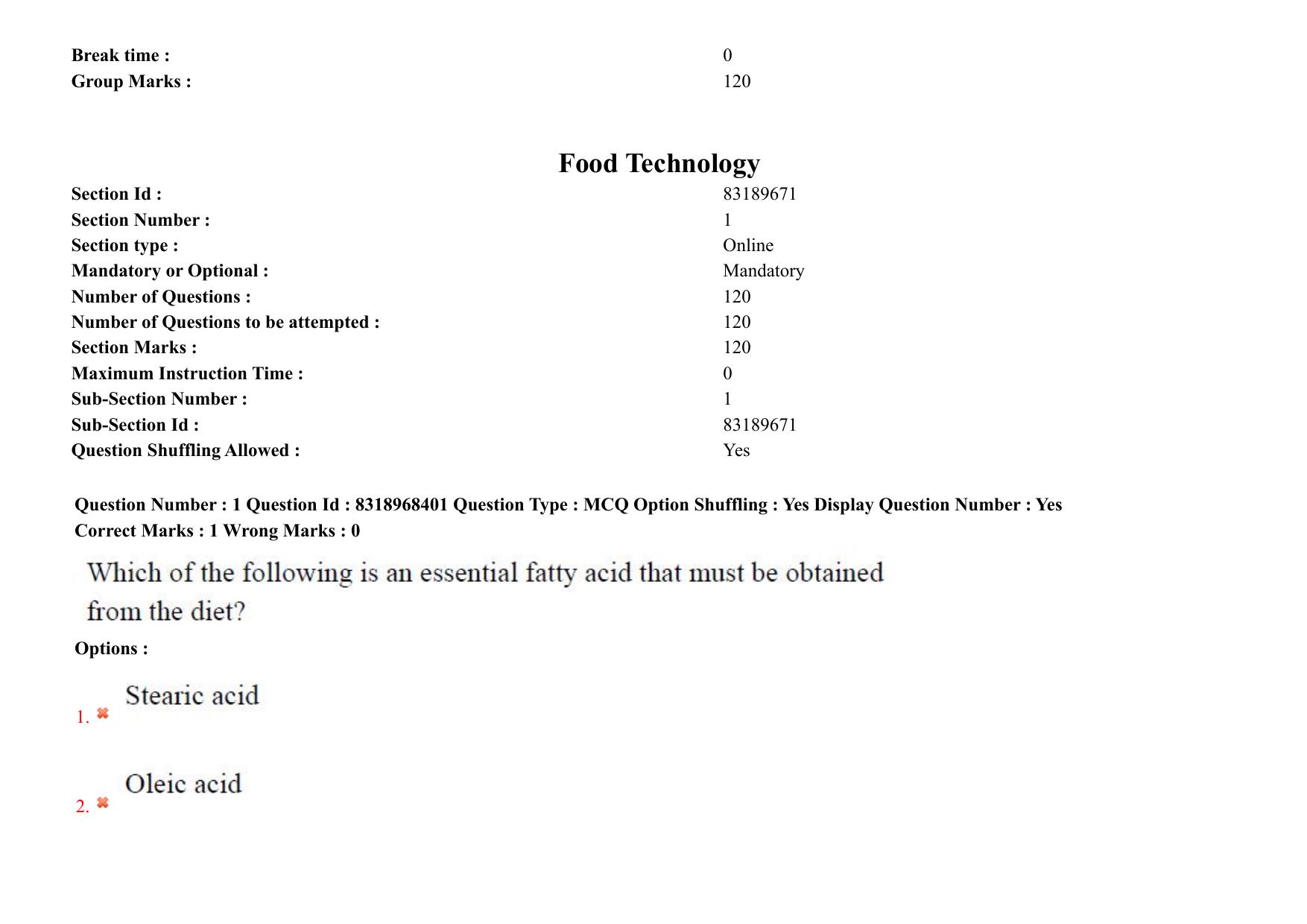 AP PGCET 2025 Food Technology Paper with Answer Key - Page 2