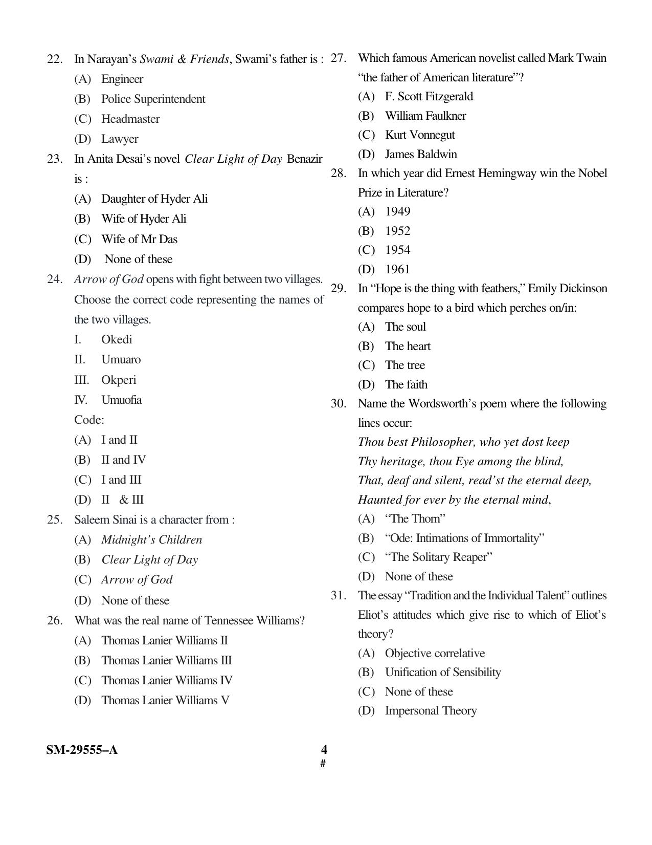 KUET 2024 M.A. English Question Paper - Page 4