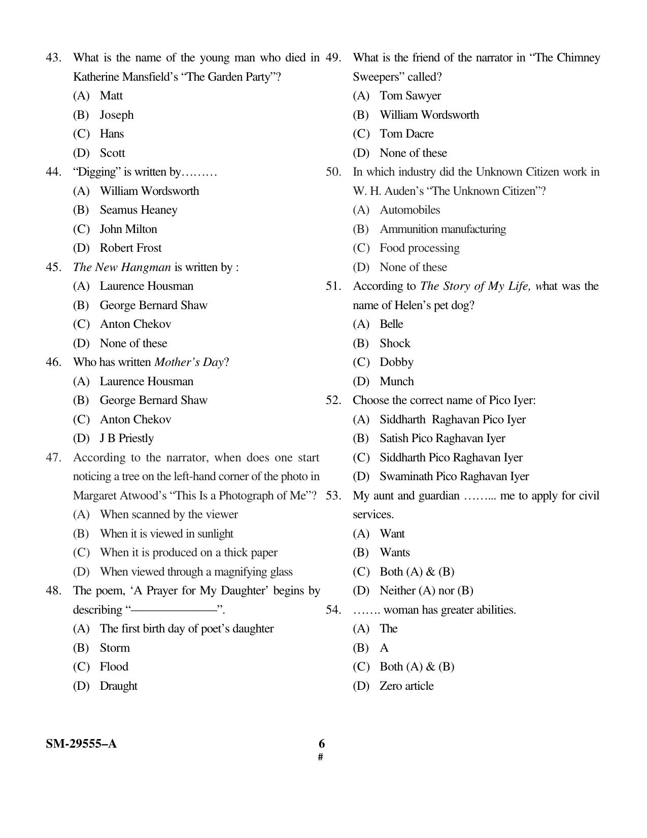 KUET 2024 M.A. English Question Paper - Page 6