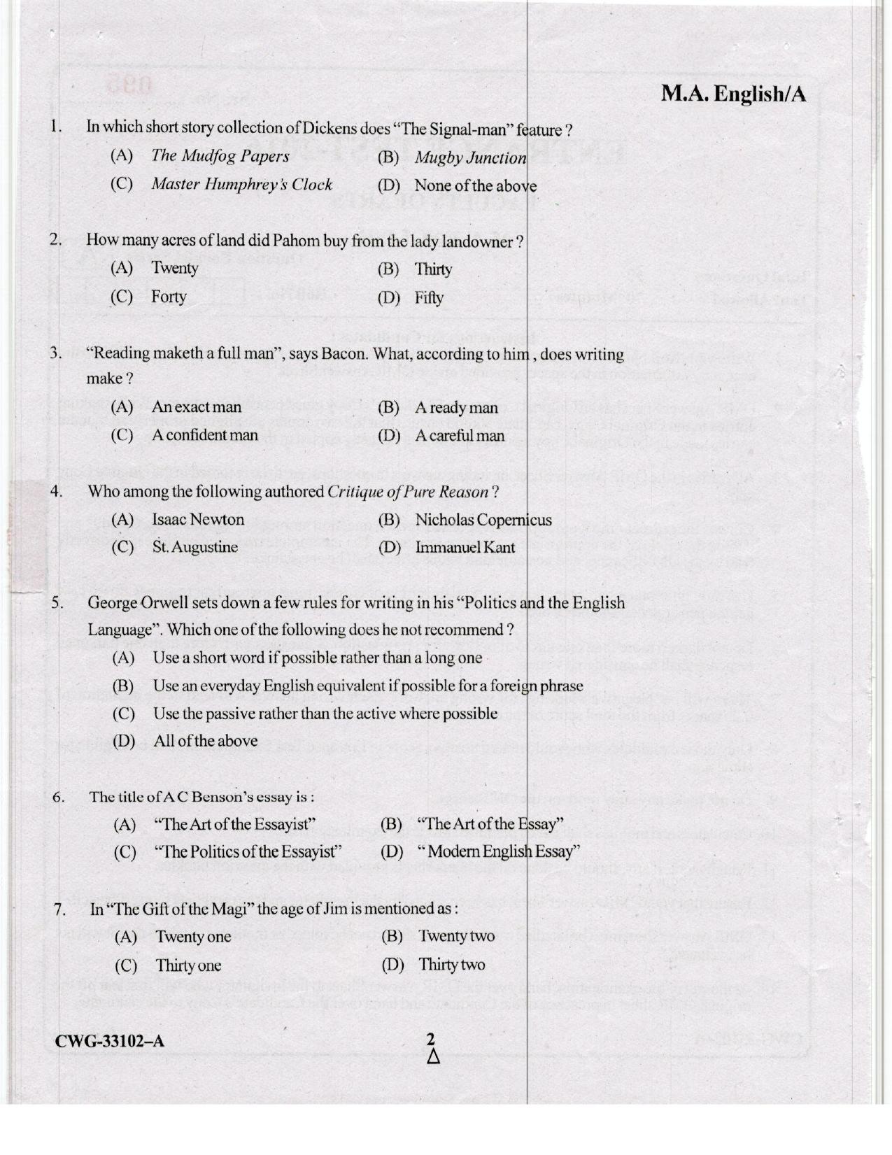 KUET 2024 M.A. English Question Paper - Page 50