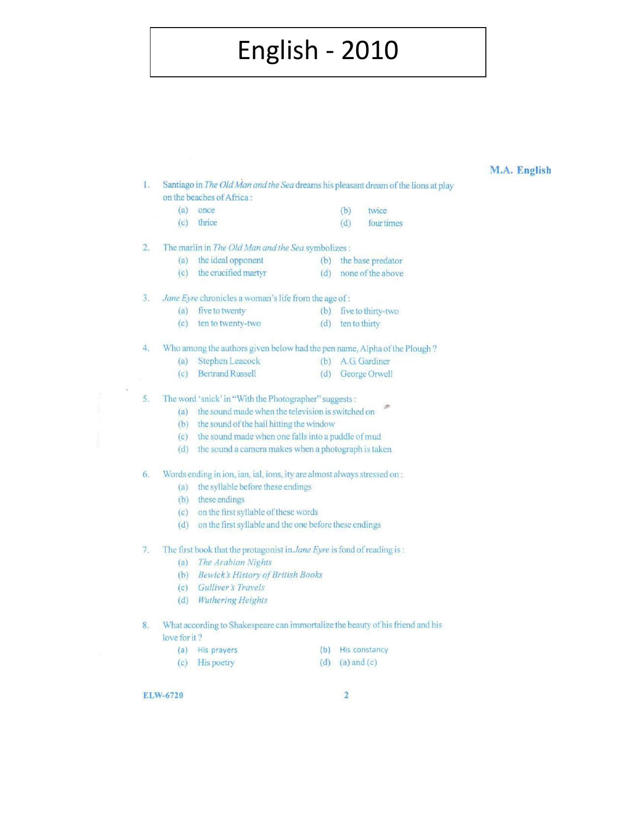 KUET 2024 M.A. English Question Paper - Page 87