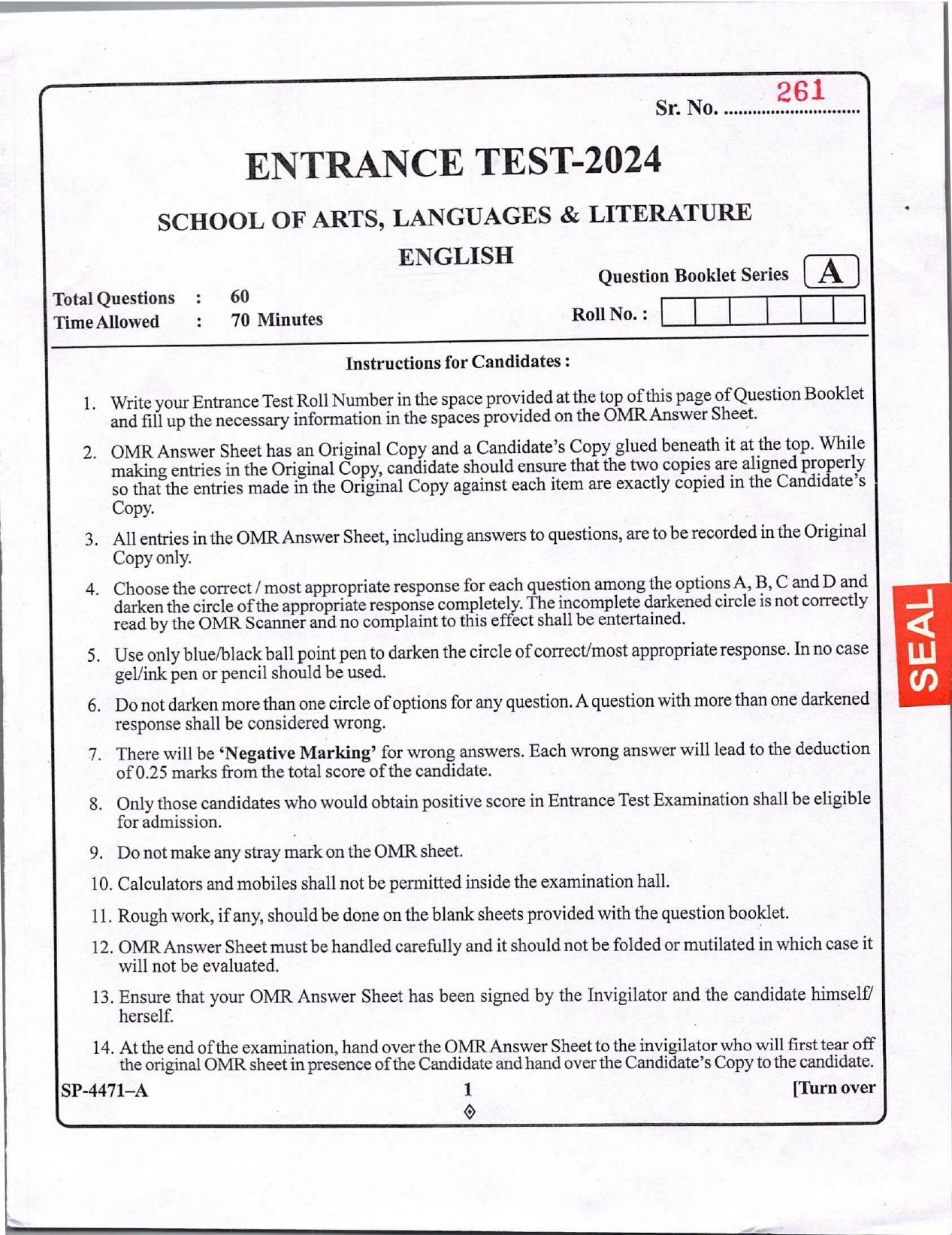 KUET 2024 M.A. English Question Paper - Page 120