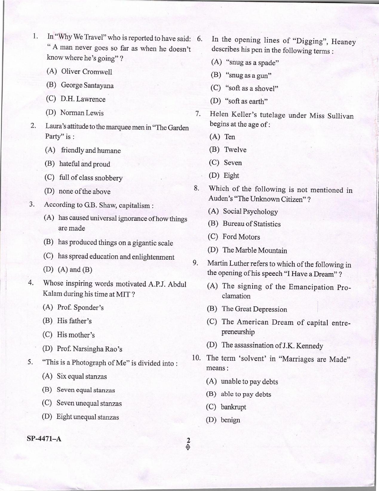 KUET 2024 M.A. English Question Paper - Page 121