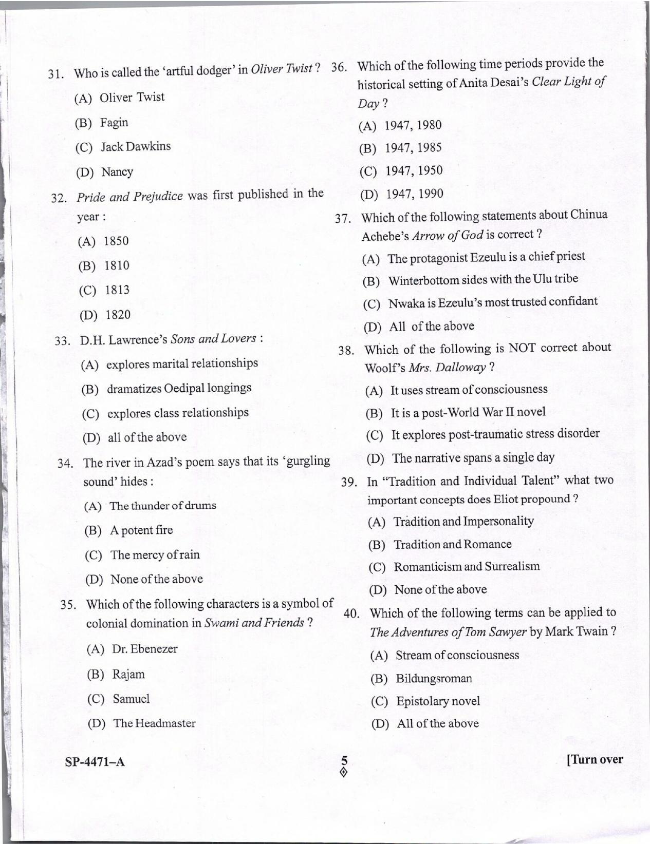 KUET 2024 M.A. English Question Paper - Page 124