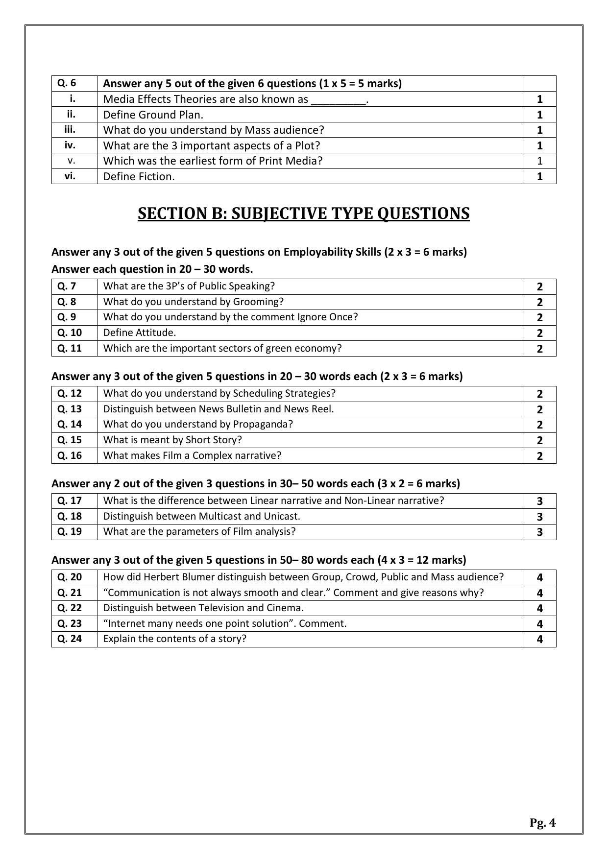 CBSE Class 11: Mass Media Studies 2024 Sample Paper - Page 4