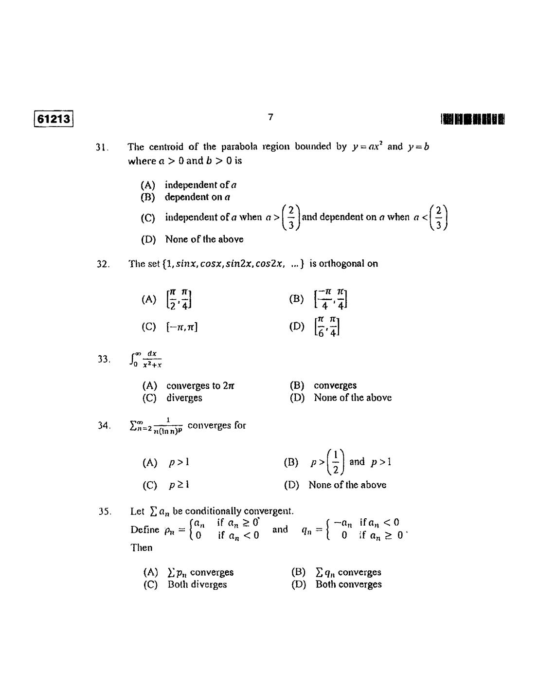CUSAT CAT 2013 Mathematics Question Paper - Page 8