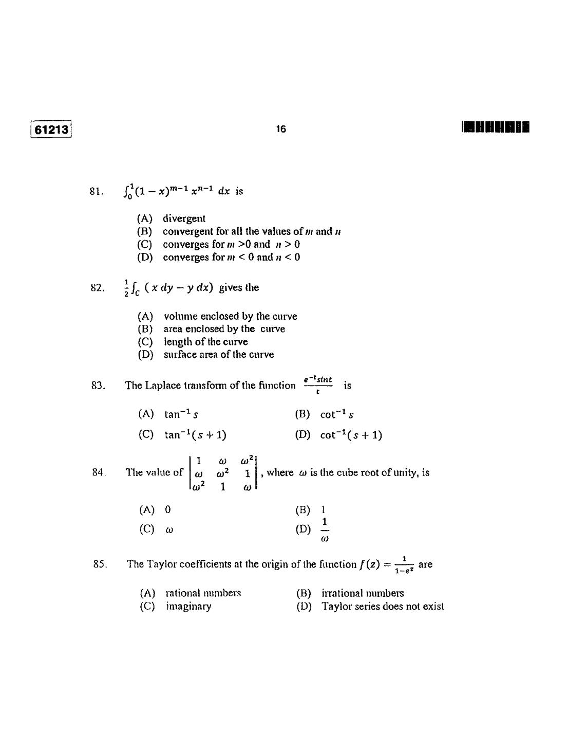 CUSAT CAT 2013 Mathematics Question Paper - Page 17