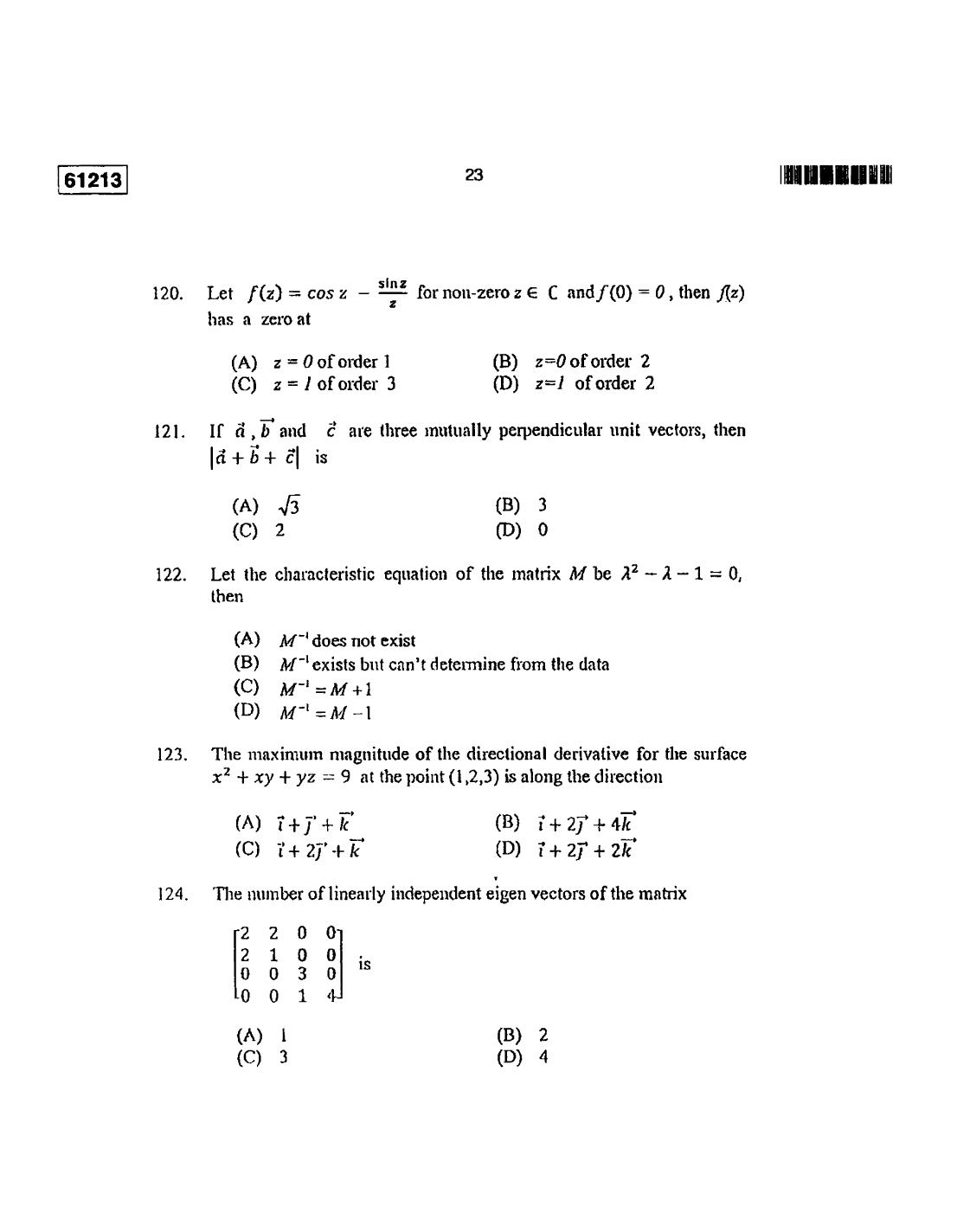 CUSAT CAT 2013 Mathematics Question Paper - Page 24