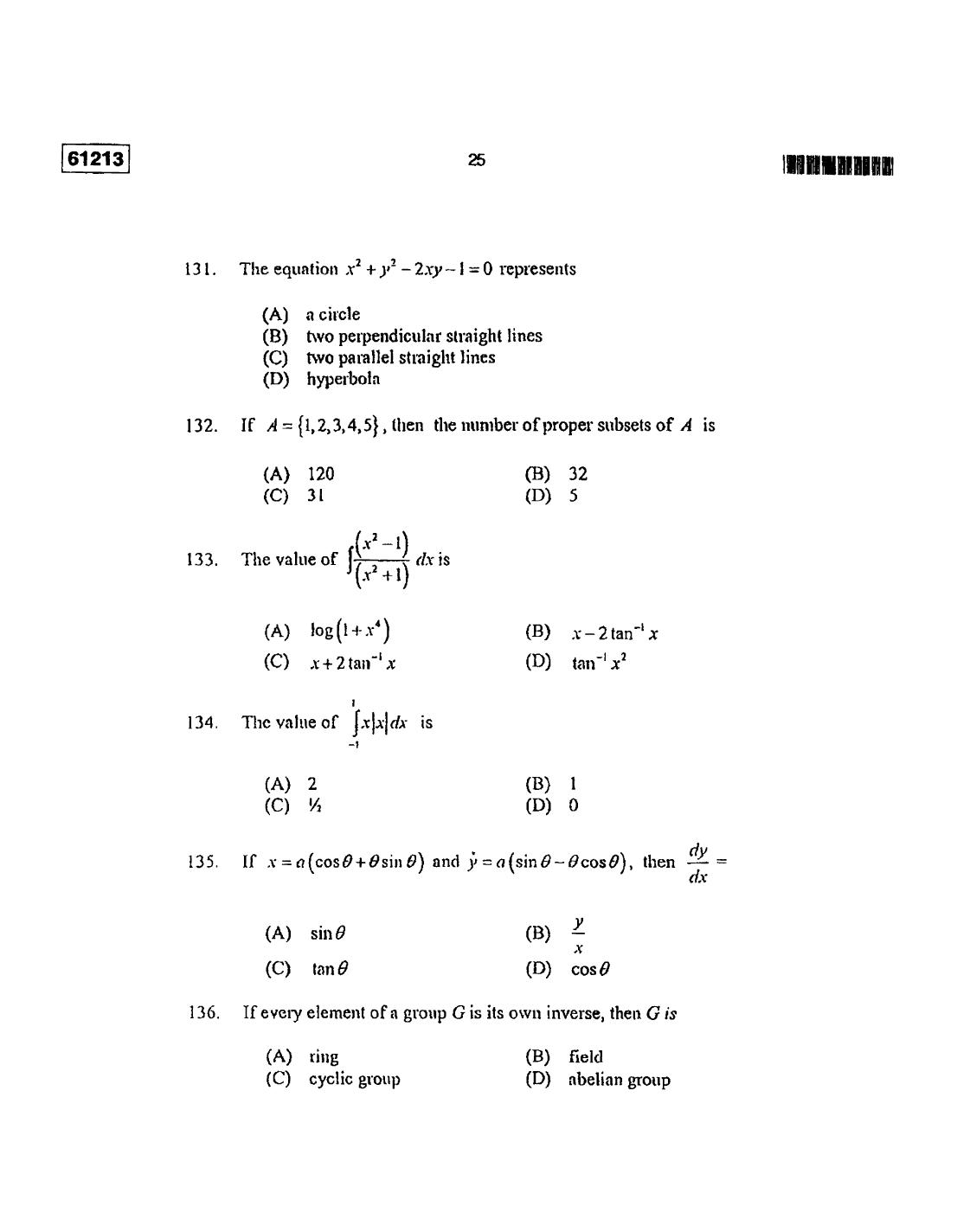 CUSAT CAT 2013 Mathematics Question Paper - Page 26