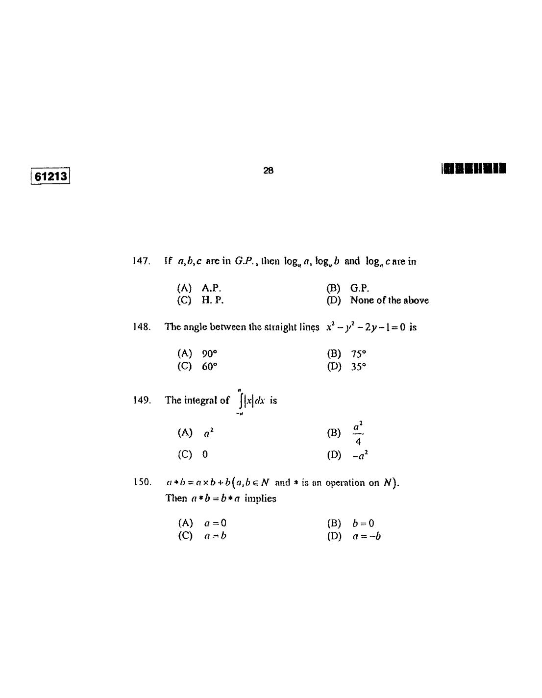 CUSAT CAT 2013 Mathematics Question Paper - Page 29