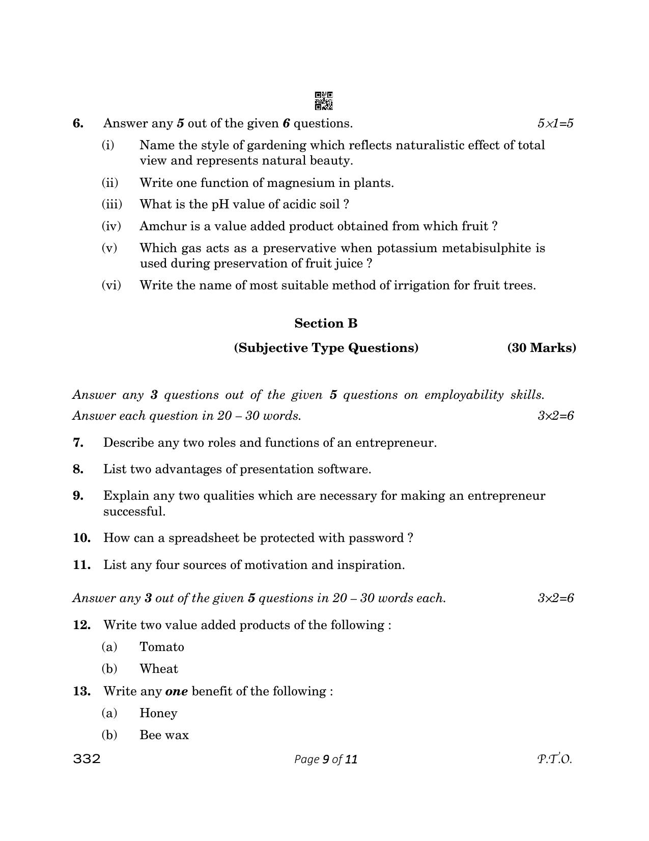 CBSE Class 12 Agriculture 2023 Question Paper - Page 9