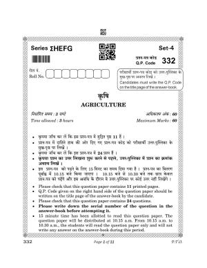 CBSE Class 12 Agriculture 2023 Question Paper