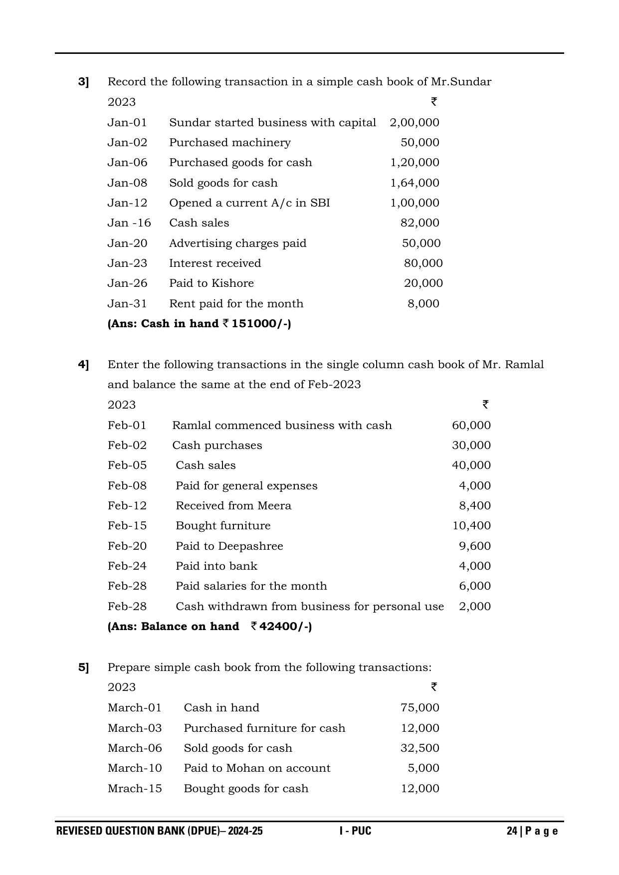 Karnataka 1st PUC Question Bank 2025 - Accountancy - Page 27