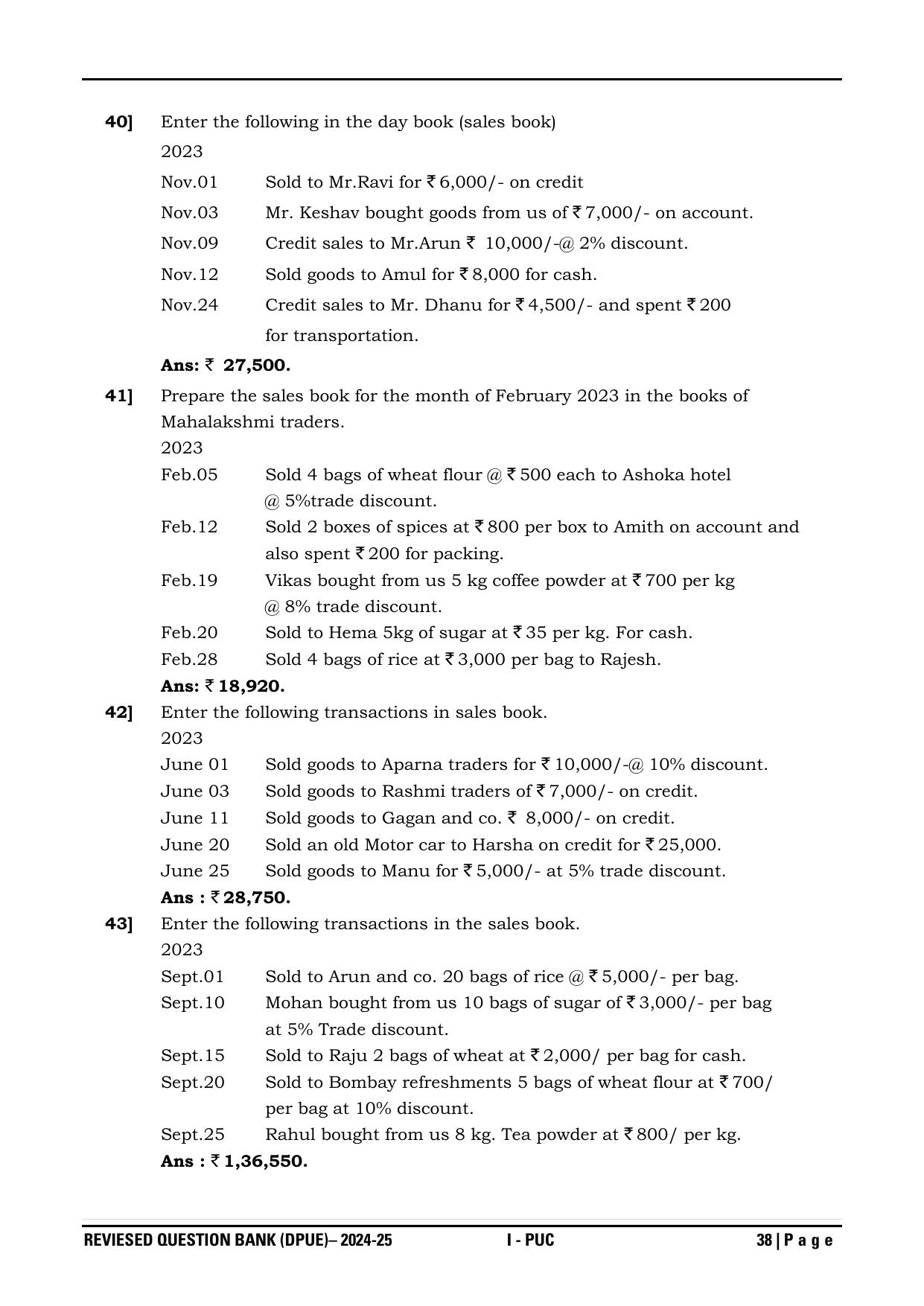Karnataka 1st PUC Question Bank 2025 - Accountancy - Page 41