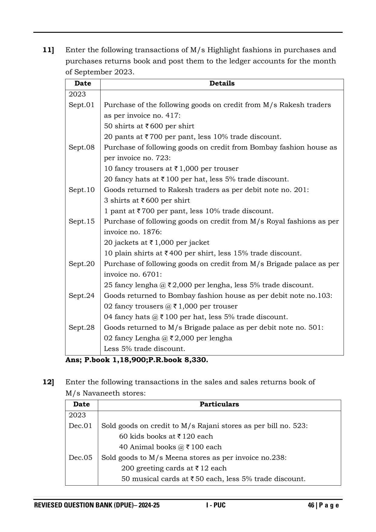 Karnataka 1st PUC Question Bank 2025 - Accountancy - Page 49