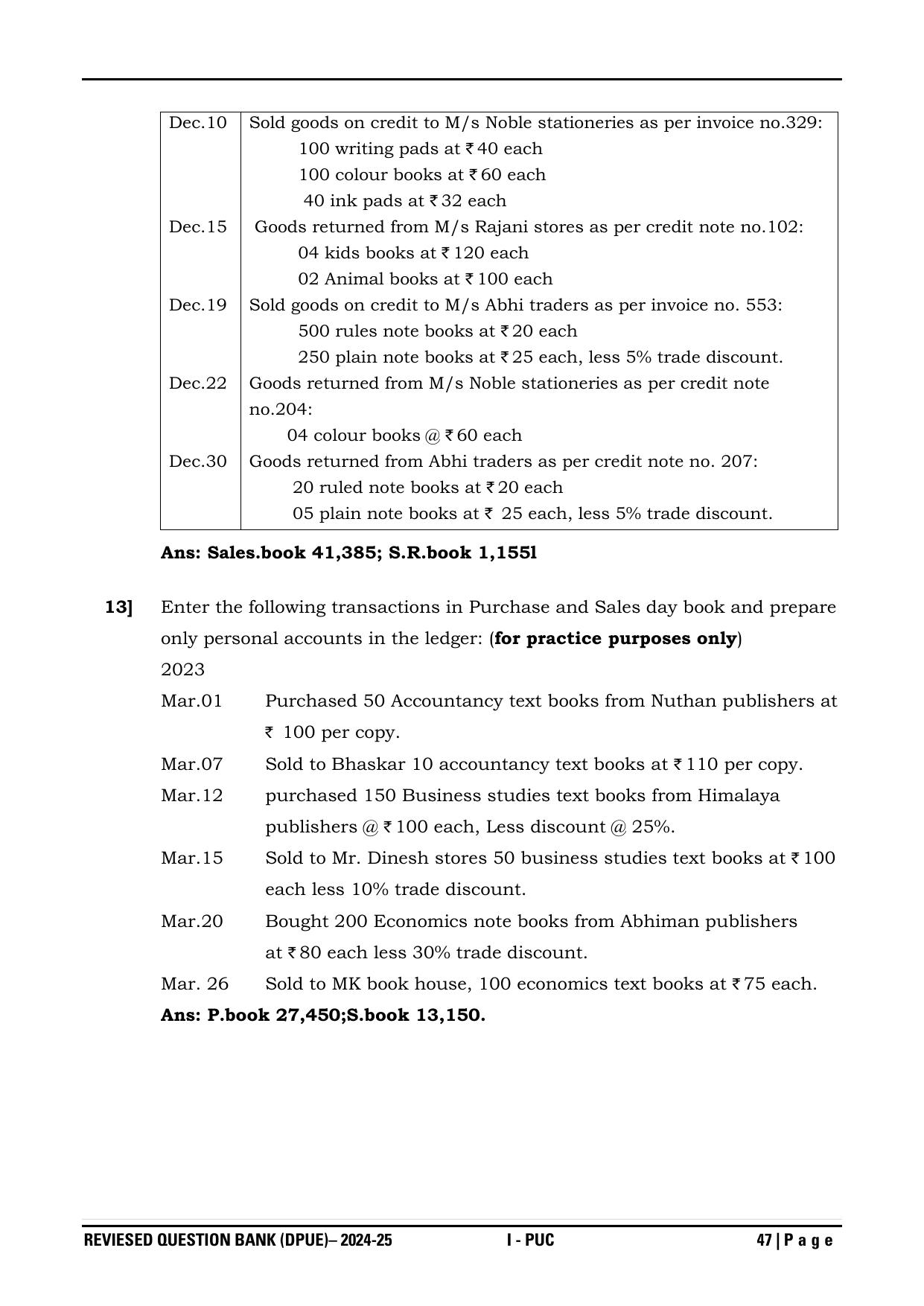 Karnataka 1st PUC Question Bank 2025 - Accountancy - Page 50