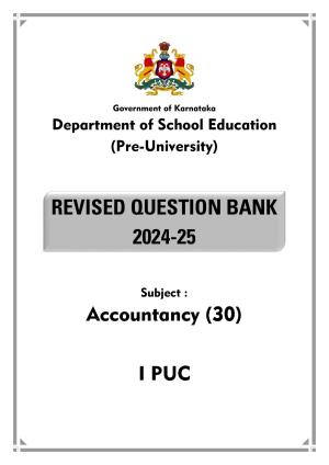 Karnataka 1st PUC Question Bank 2025 - Accountancy