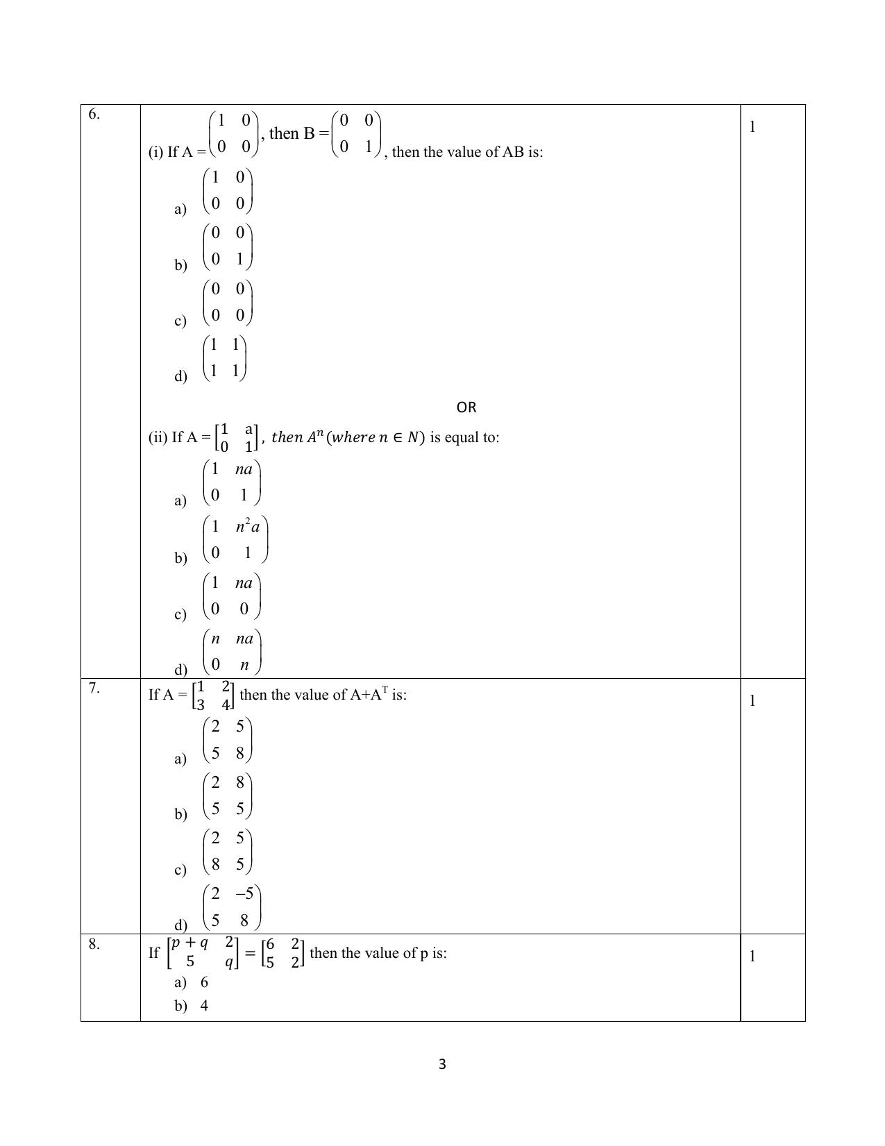 NIOS Class 12 Mathematics Sample Paper - Page 3