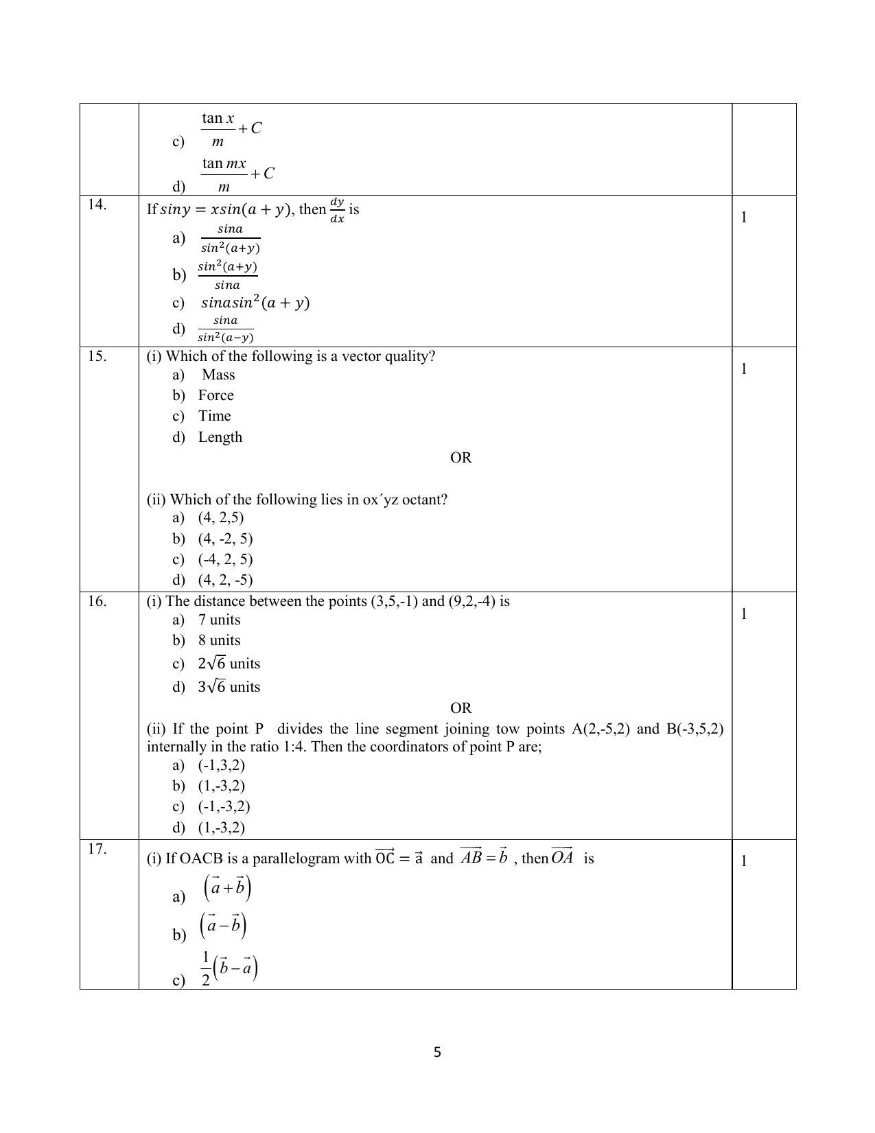 NIOS Class 12 Mathematics Sample Paper - Page 5