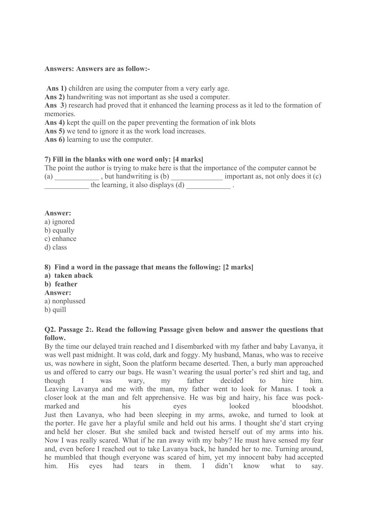 CBSE Worksheets for Class 9 English Passage Assignment 2 - Page 2