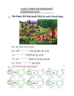 Worksheets for Class 2 Hindi Assignment 43