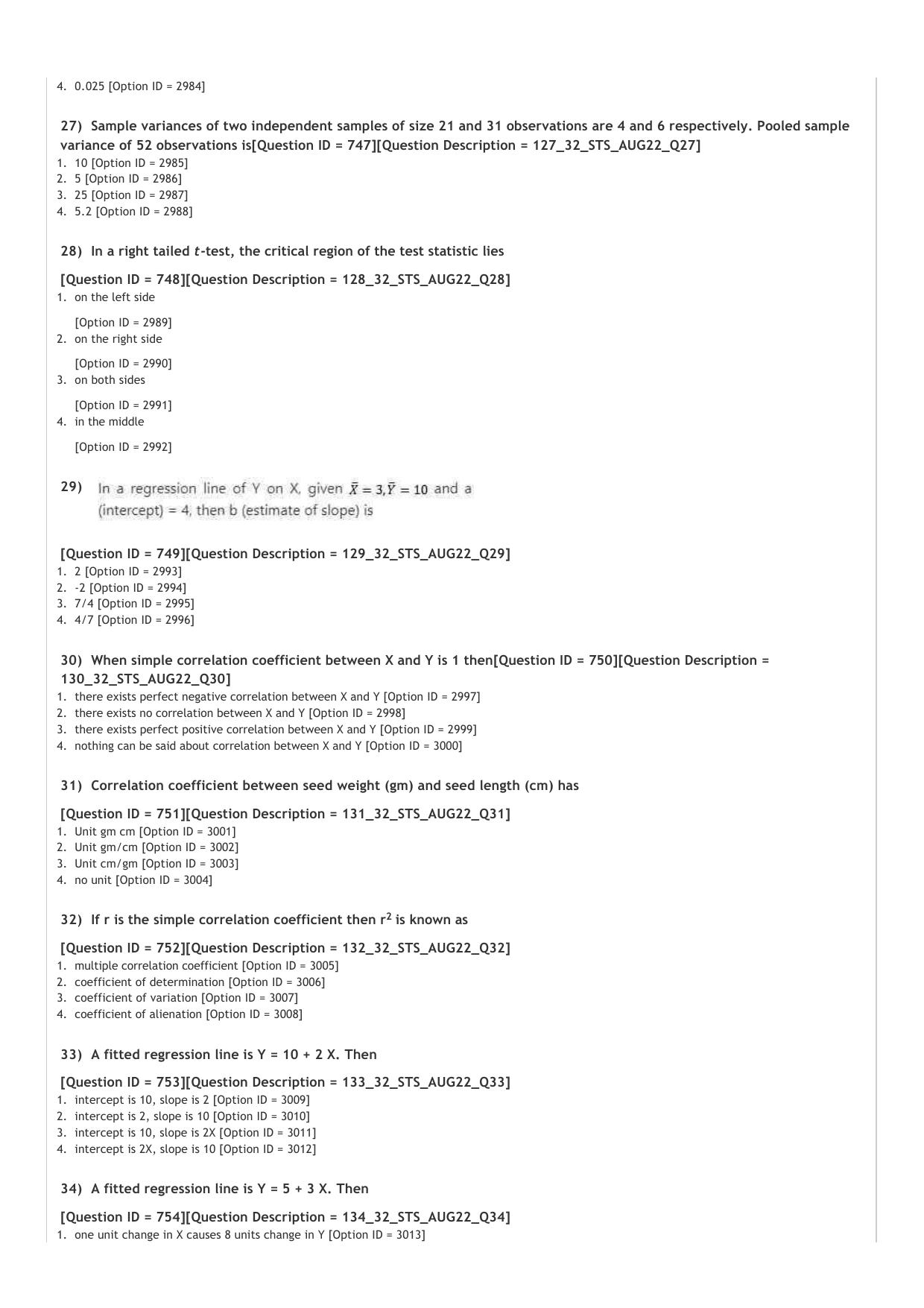 ICAR AIEEA PG 2022 STATISTICAL SCIENCES Question Paper - Page 4