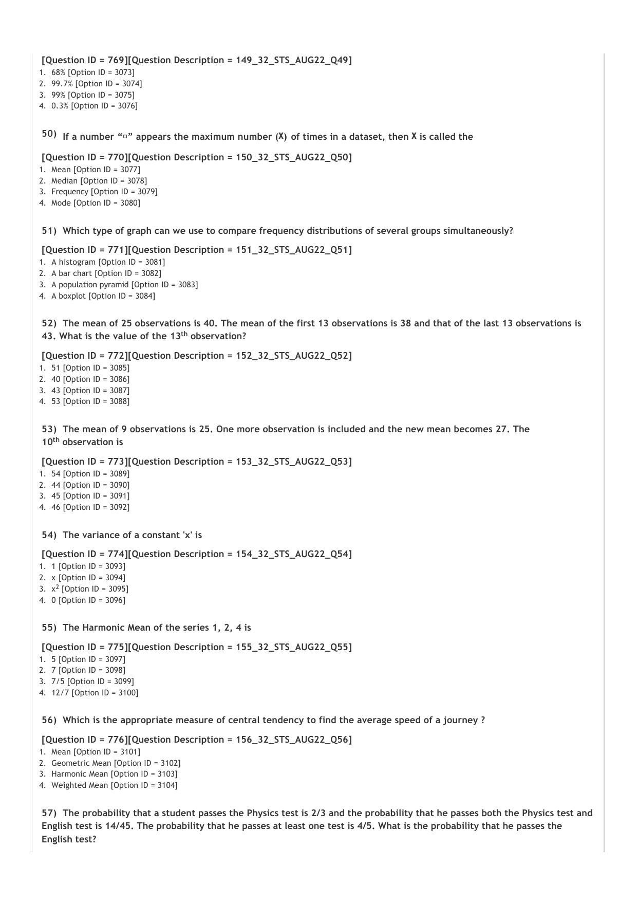 ICAR AIEEA PG 2022 STATISTICAL SCIENCES Question Paper - Page 7