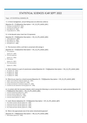ICAR AIEEA PG 2022 STATISTICAL SCIENCES Question Paper
