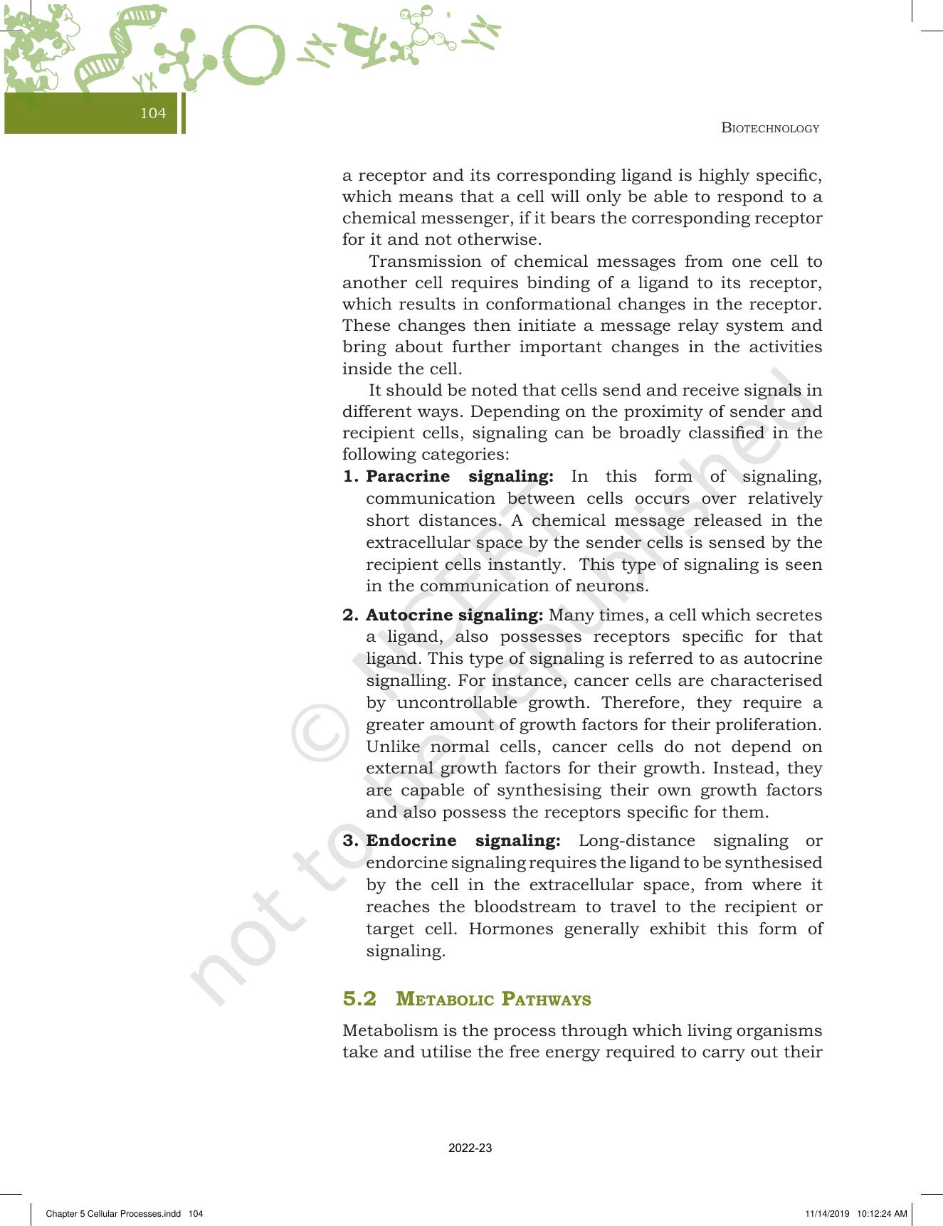 NCERT Book for Class 11 Biotechnology Chapter 5 Cellular Processes - Page 2