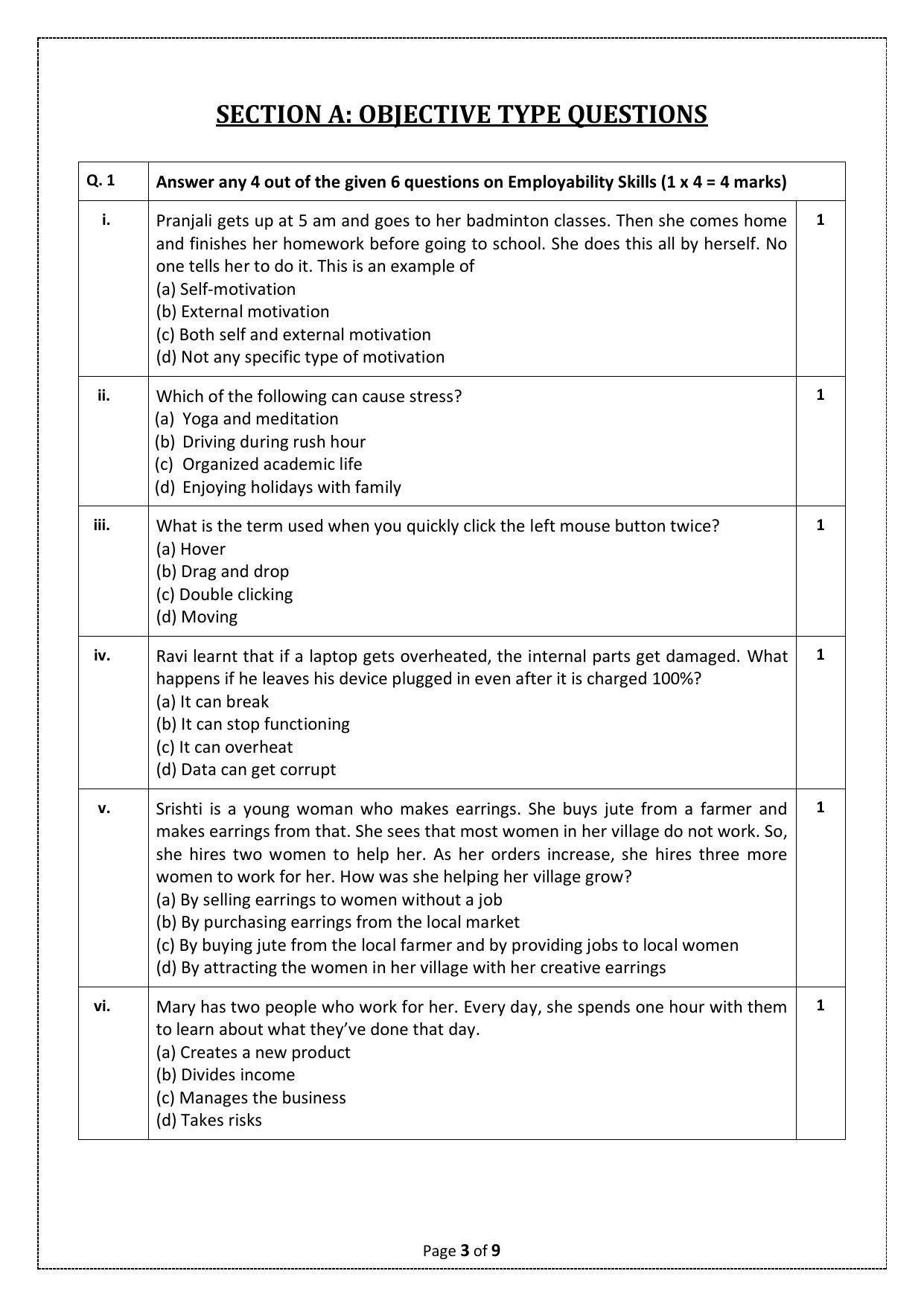 Cbse Class 10 Artificial Intelligence Sample Paper Indcareer Schools