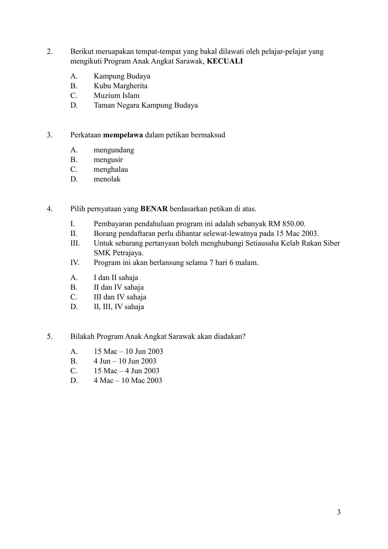 CBSE Class 10 Bahasa Melayu Sample Papers 2023 - Page 3