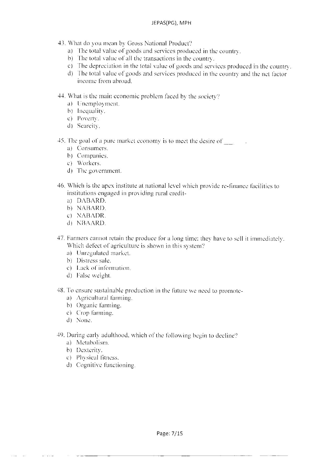 WBJEEB JEMAS (PG) 2021 MPH Question Paper - Page 9