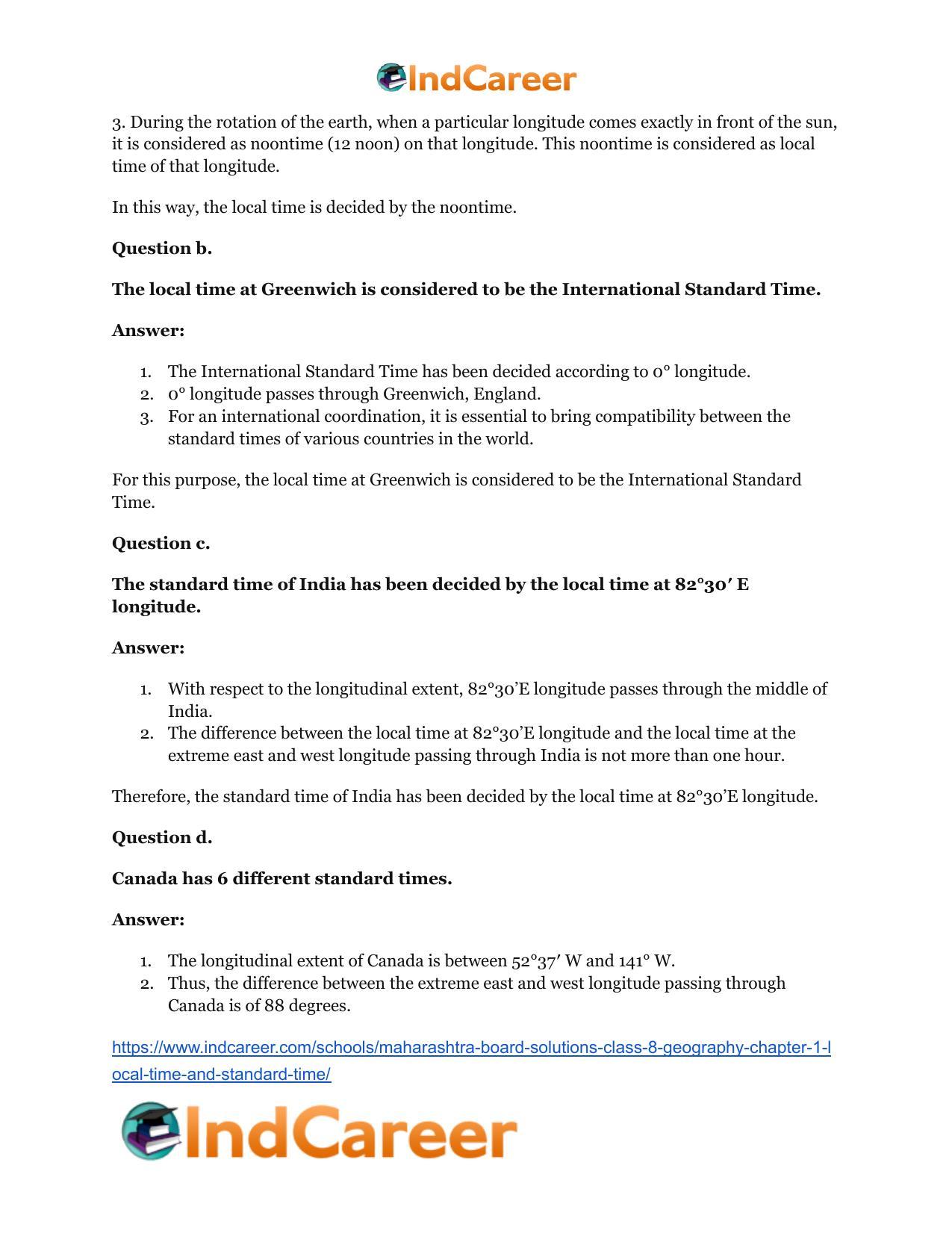 Maharashtra Board Solutions Class 8-Geography: Chapter 1- Local Time and Standard Time - Page 4