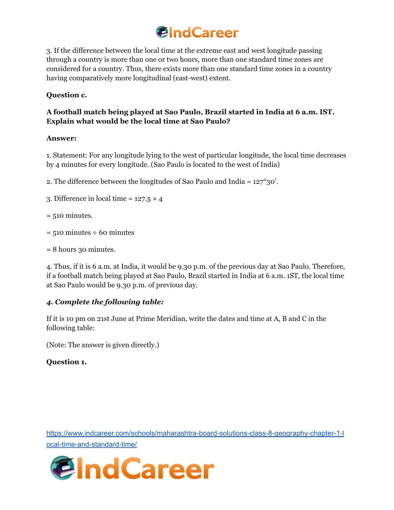 Maharashtra Board Solutions Class 8-Geography: Chapter 1- Local Time and Standard Time - Page 6