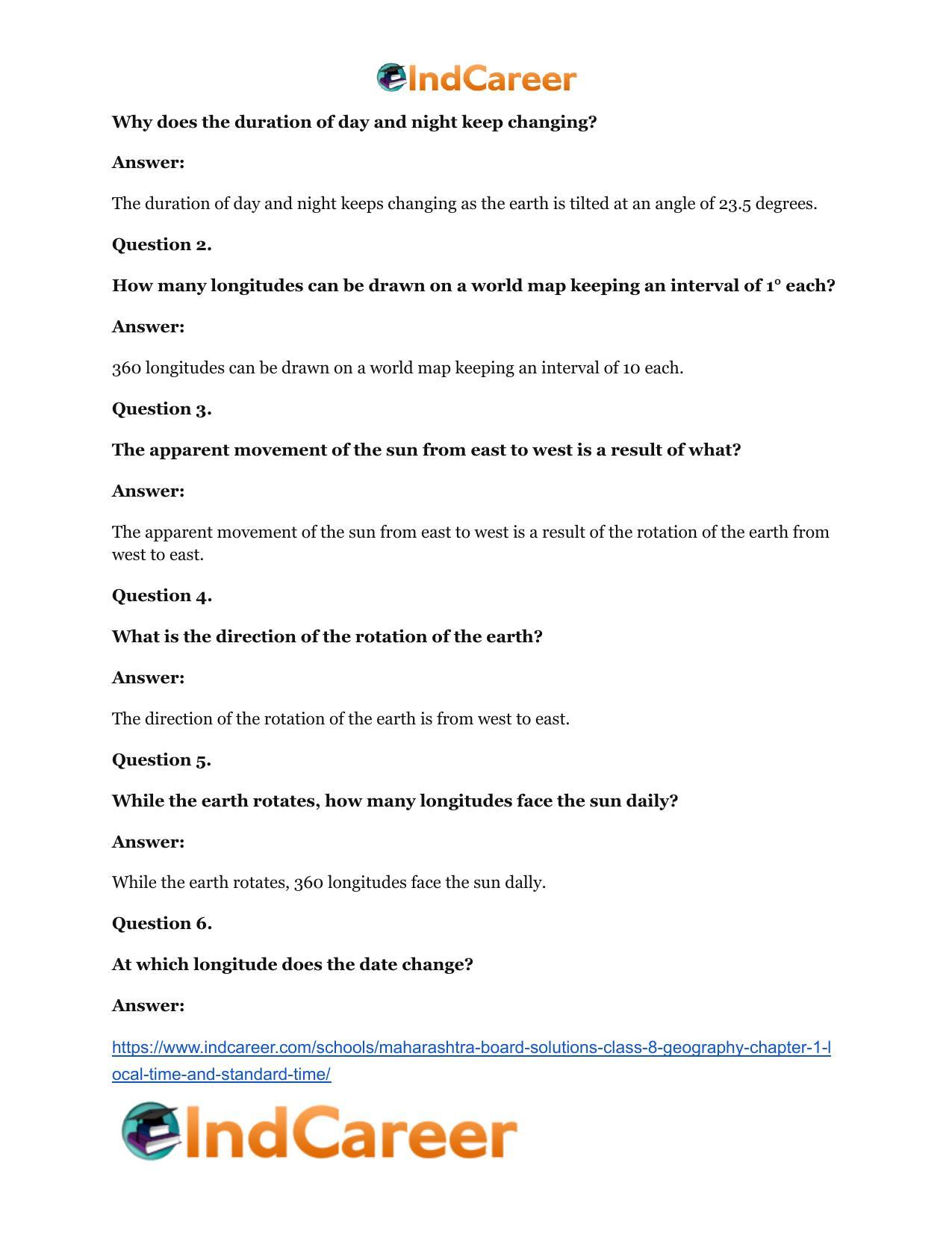 Maharashtra Board Solutions Class 8-Geography: Chapter 1- Local Time and Standard Time - Page 9