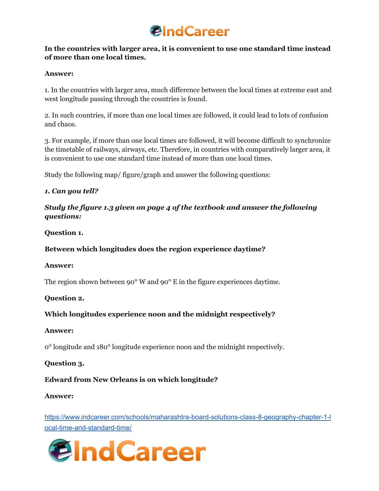 Maharashtra Board Solutions Class 8-Geography: Chapter 1- Local Time and Standard Time - Page 16