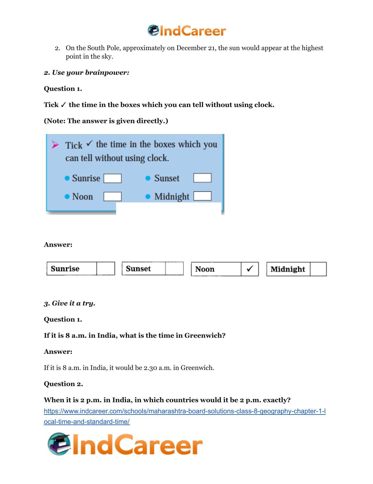 Maharashtra Board Solutions Class 8-Geography: Chapter 1- Local Time and Standard Time - Page 20