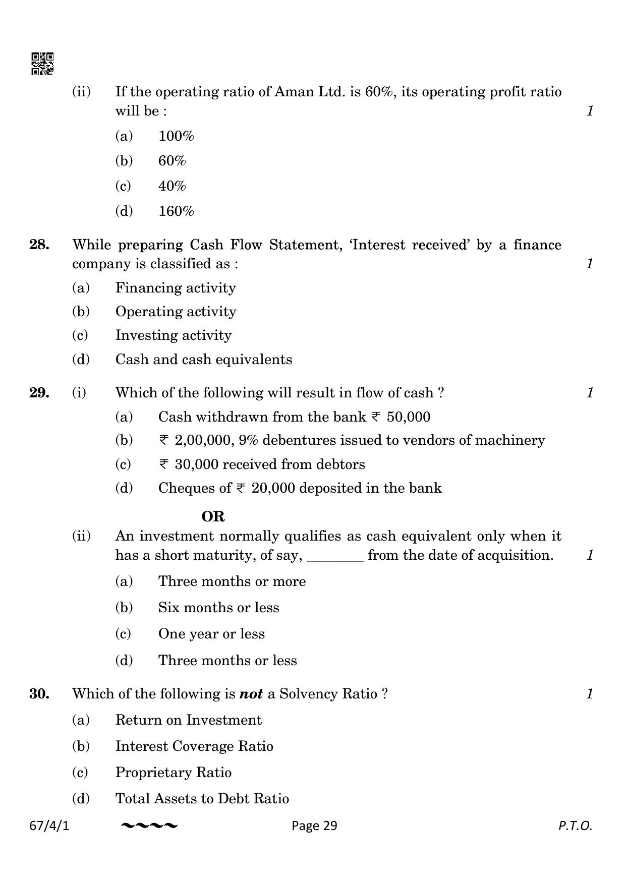 CBSE Class 12 67-4-1 Accountancy 2023 Question Paper - Page 29