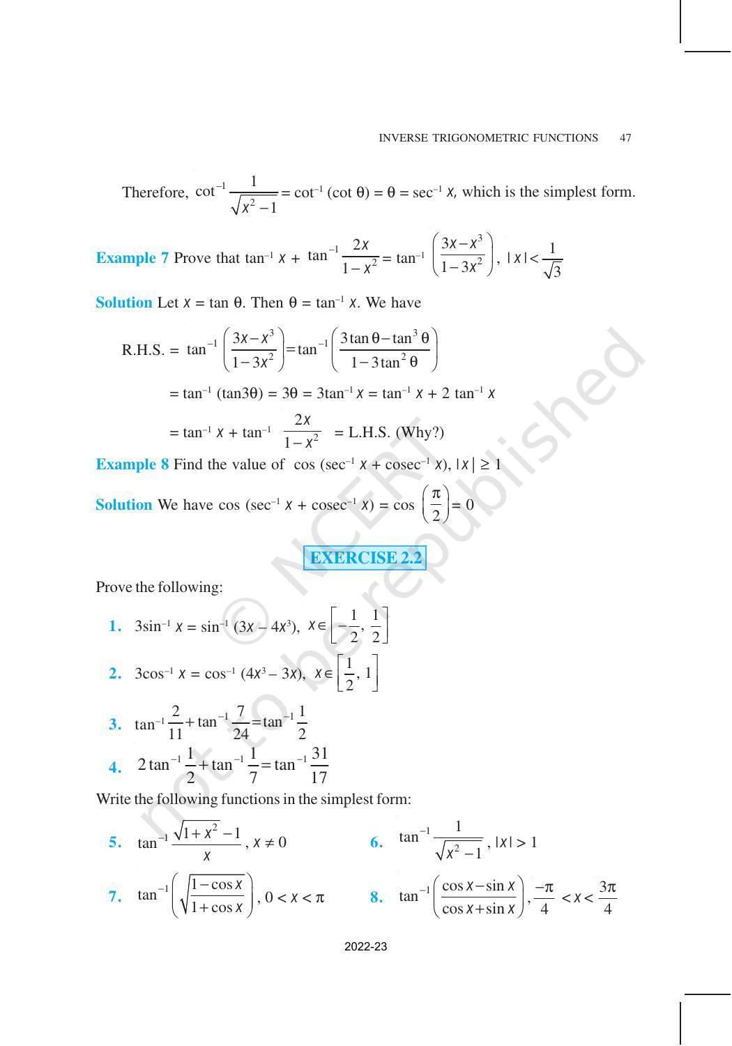 NCERT Book for Class 12 Maths Chapter 2 Inverse Trigonometric Functions - Page 15
