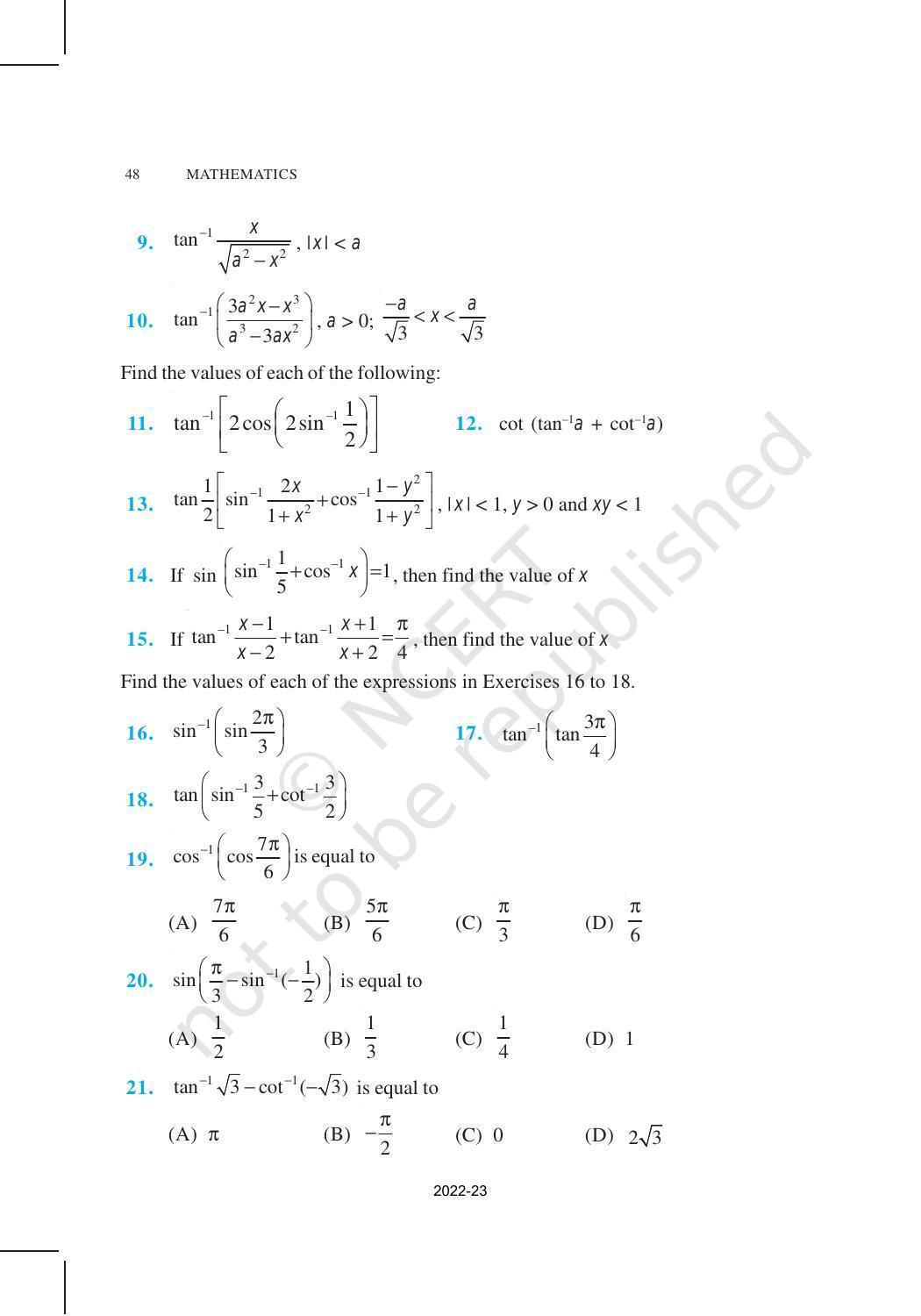 NCERT Book for Class 12 Maths Chapter 2 Inverse Trigonometric Functions - Page 16