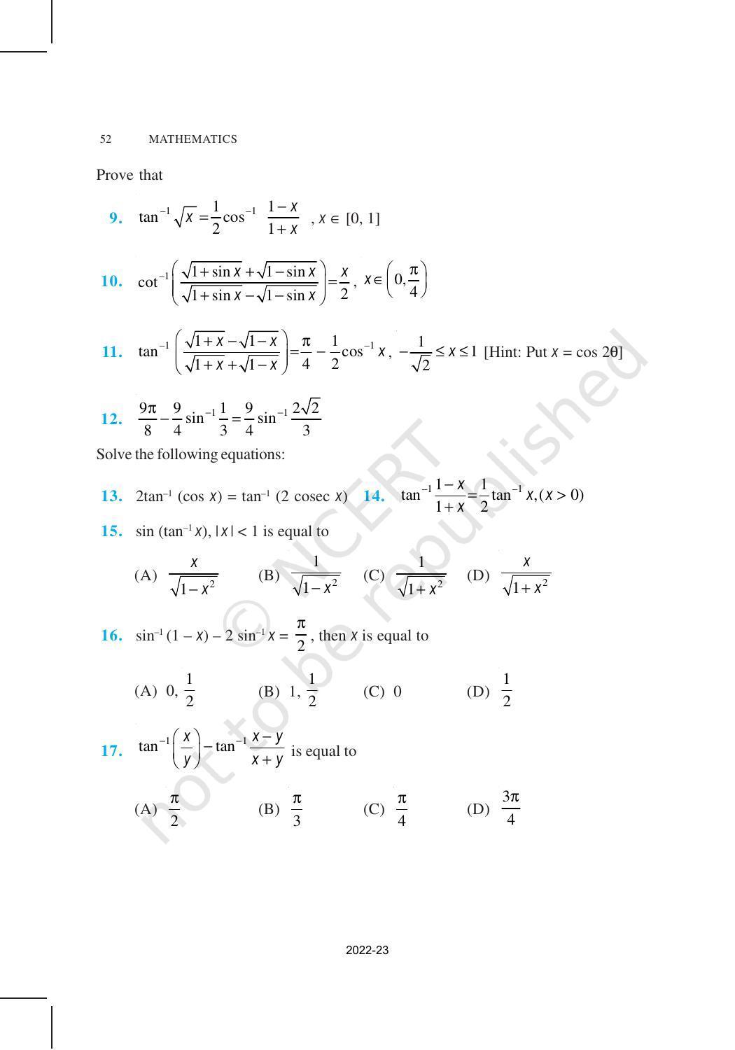 NCERT Book for Class 12 Maths Chapter 2 Inverse Trigonometric Functions - Page 20