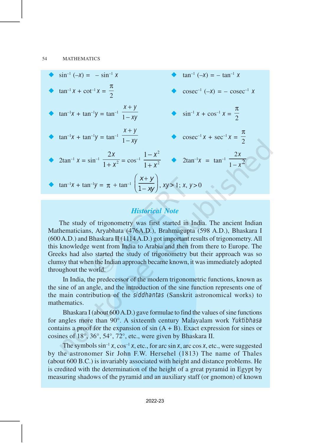 NCERT Book for Class 12 Maths Chapter 2 Inverse Trigonometric Functions - Page 22
