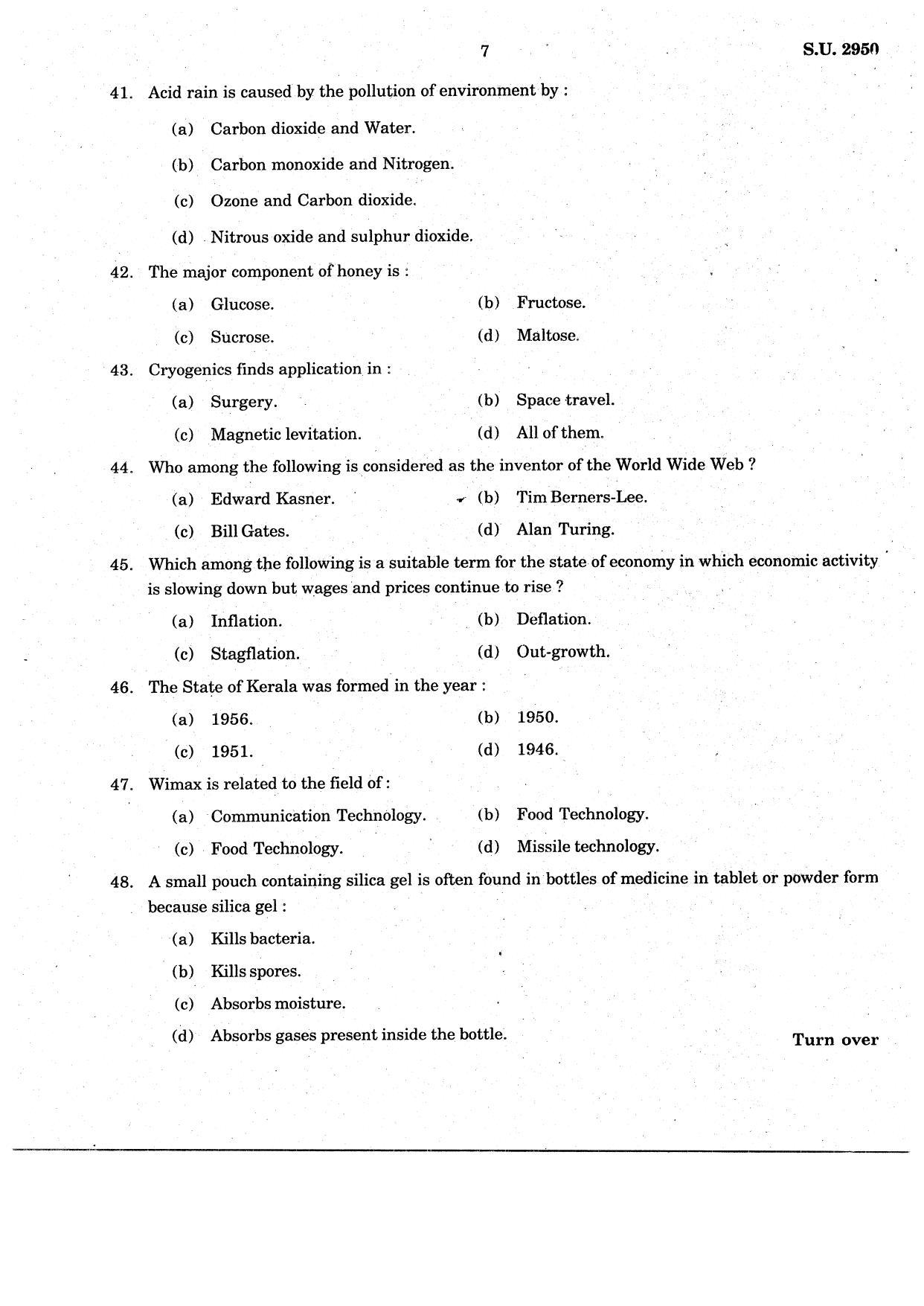 SSUS Entrance Exam MSW 2021 Question Paper - Page 7