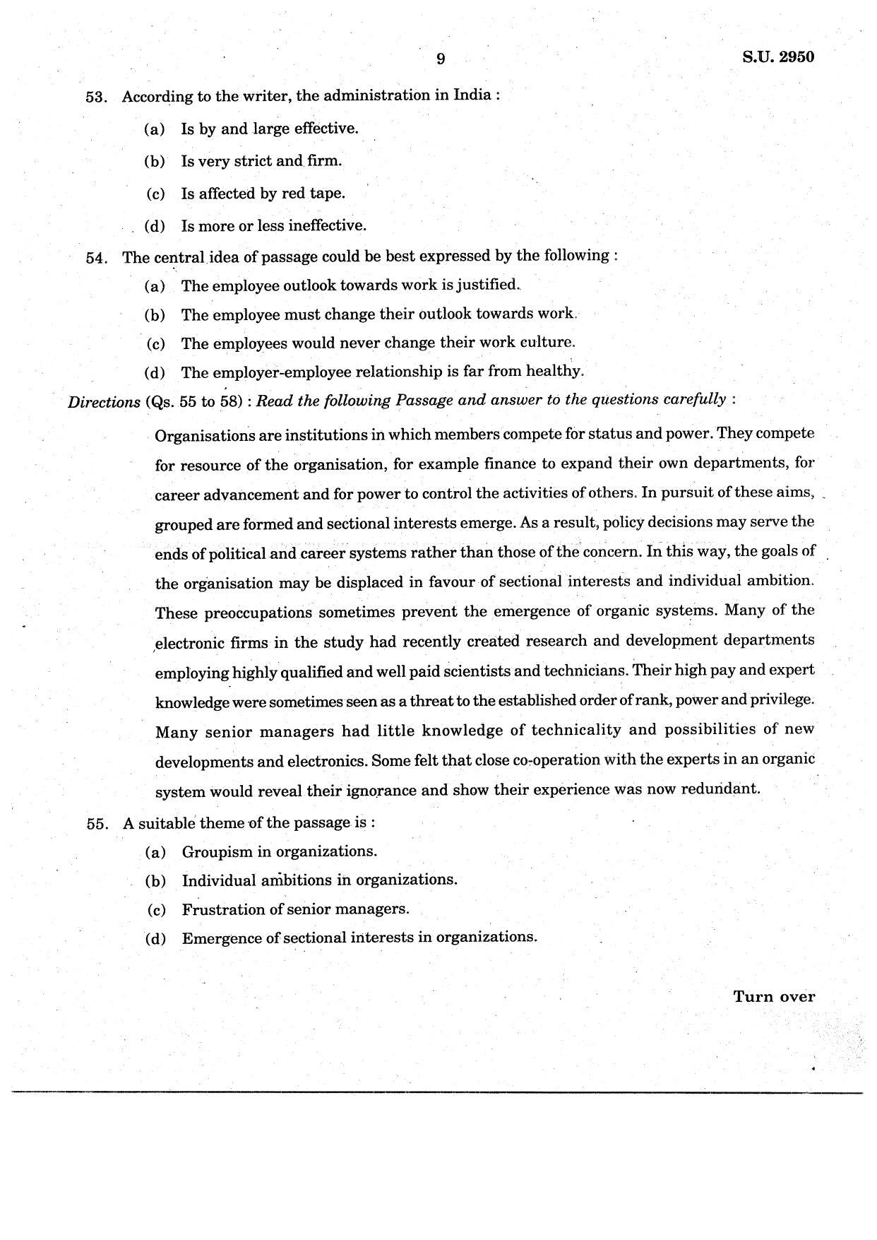 SSUS Entrance Exam MSW 2021 Question Paper - Page 9