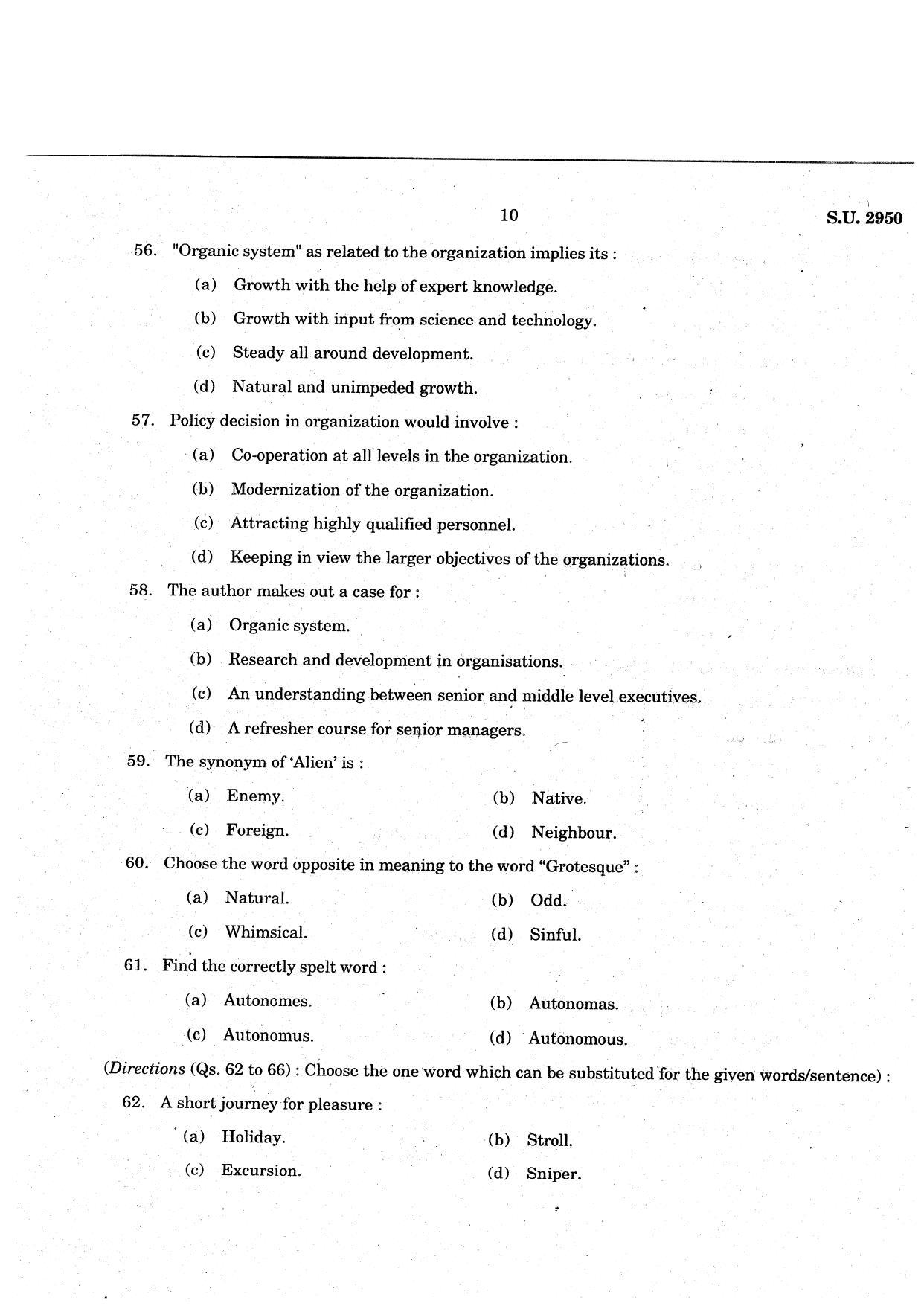 SSUS Entrance Exam MSW 2021 Question Paper - Page 10