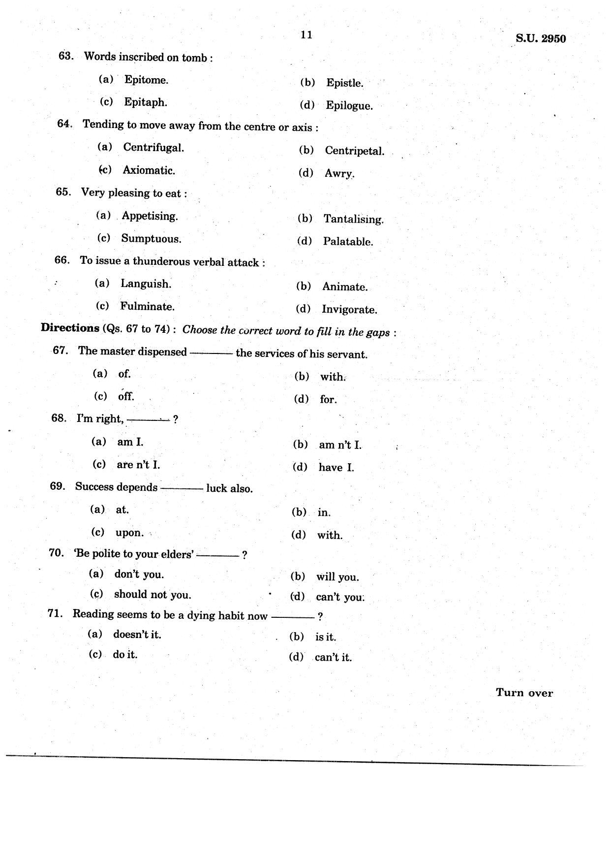 SSUS Entrance Exam MSW 2021 Question Paper - Page 11