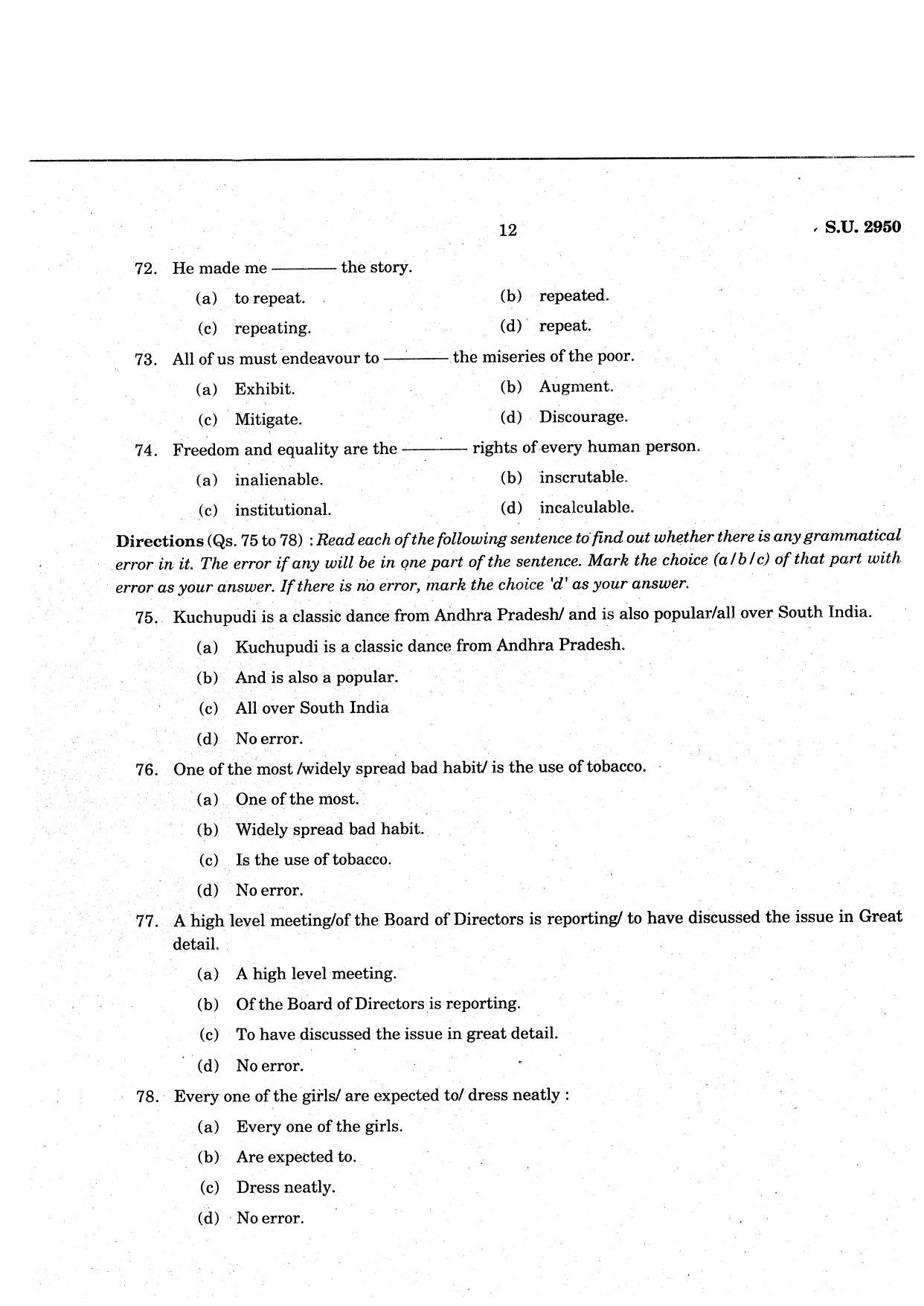 SSUS Entrance Exam MSW 2021 Question Paper - Page 12