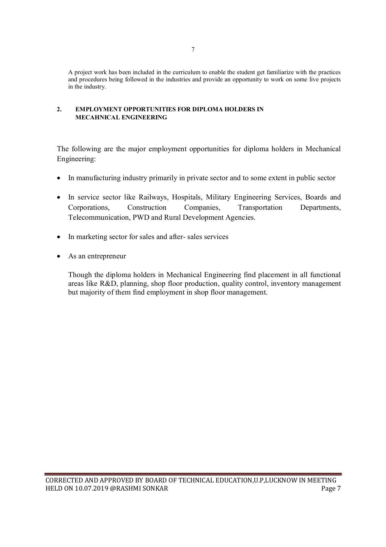 EFFECTIVE FROM JULY 2019-20 - SIX SEMESTER DIPLOMA COURSE IN MECHANICAL ENGINEERING - Page 7