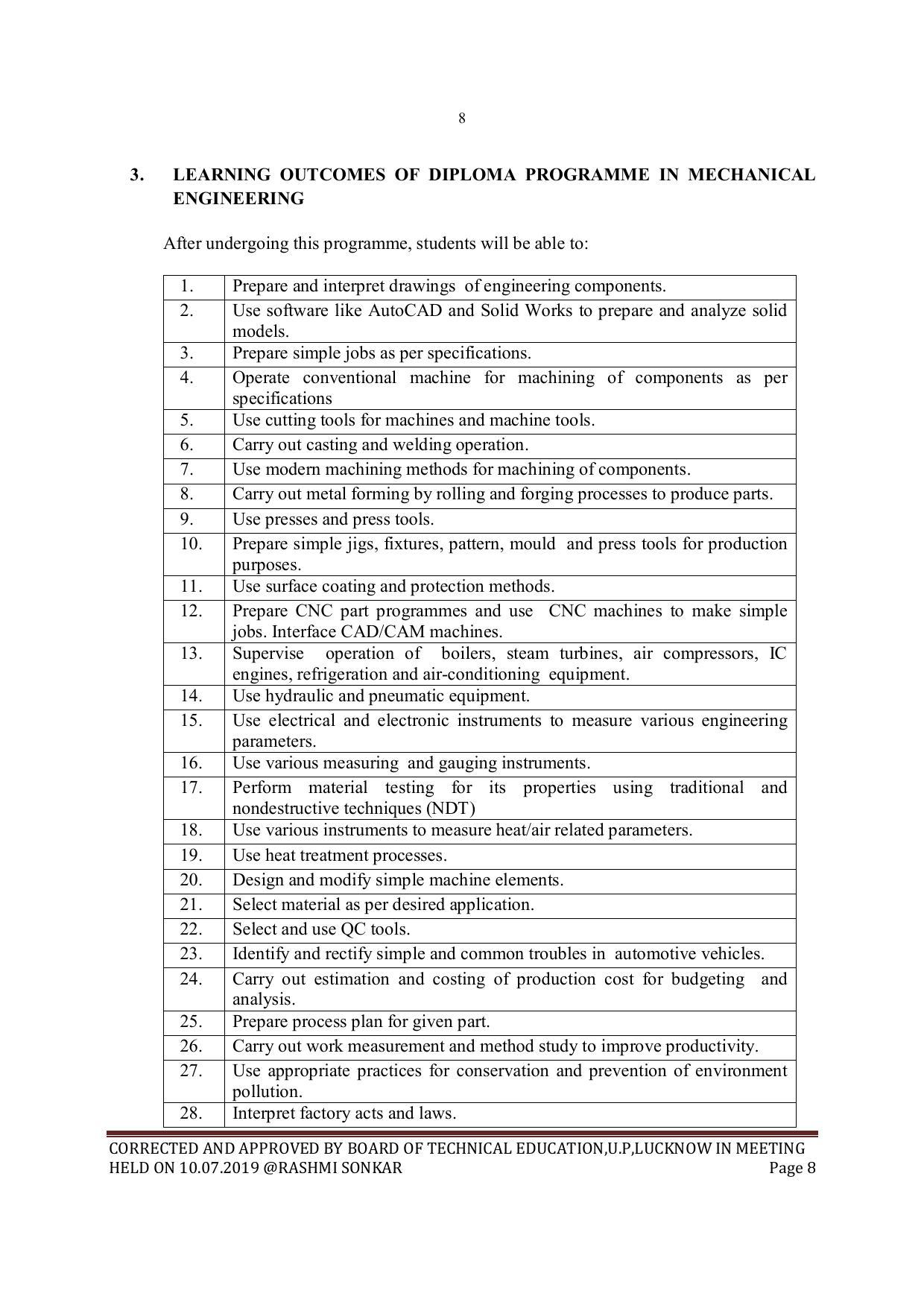 EFFECTIVE FROM JULY 2019-20 - SIX SEMESTER DIPLOMA COURSE IN MECHANICAL ENGINEERING - Page 8