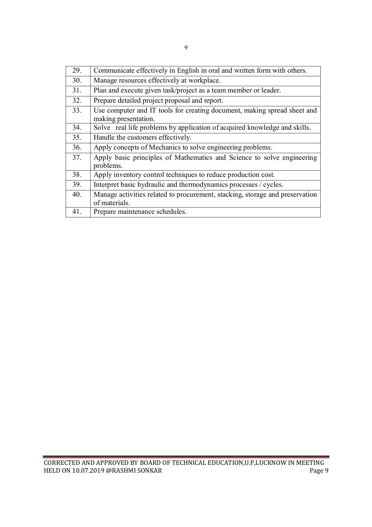 EFFECTIVE FROM JULY 2019-20 - SIX SEMESTER DIPLOMA COURSE IN MECHANICAL ENGINEERING - Page 9